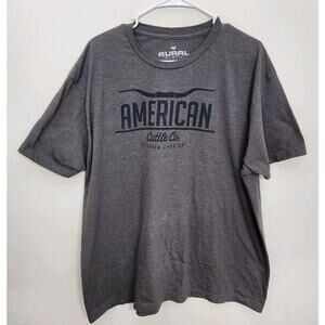 Rural Cloth American Cattle Co Short Sleeve T-shirt Men's XXL Gray 1156